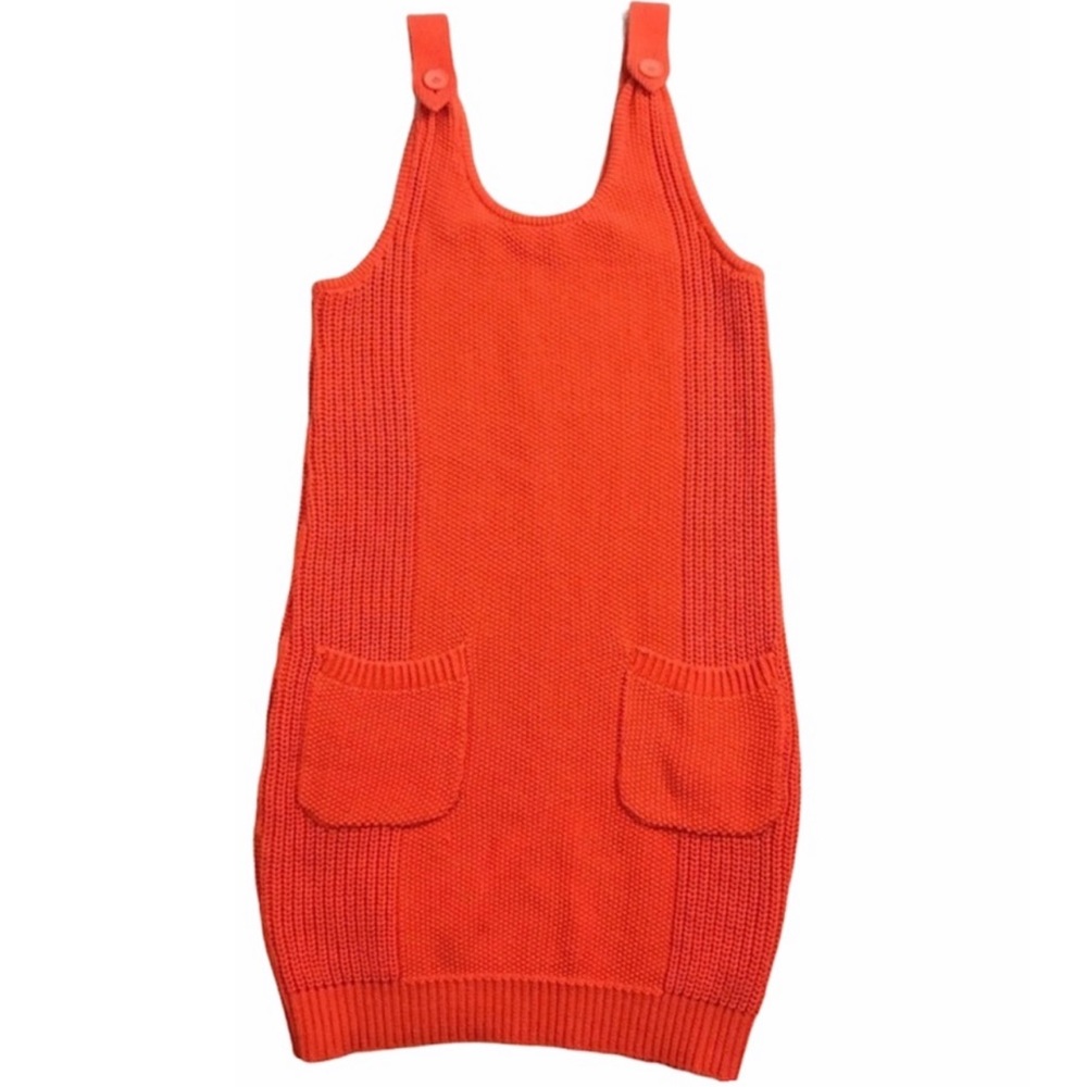 Asos Orange Overall Knit Midi Dress with Pockets